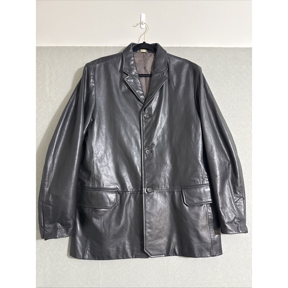 Banana Republic Other - Vtg Mens Leather Coat Banana Republic Black L  Jacket Blazer Rockabilly Y2K Soft